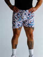 Blush Paisley Dual-Layer Mesh Shorts