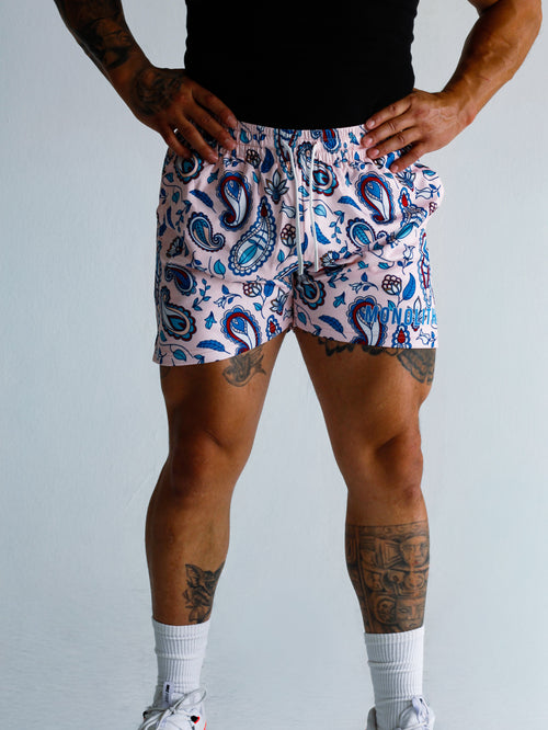 Blush Paisley Dual-Layer Mesh Shorts