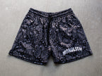 Obsidian Paisley Dual-Layer Mesh Shorts