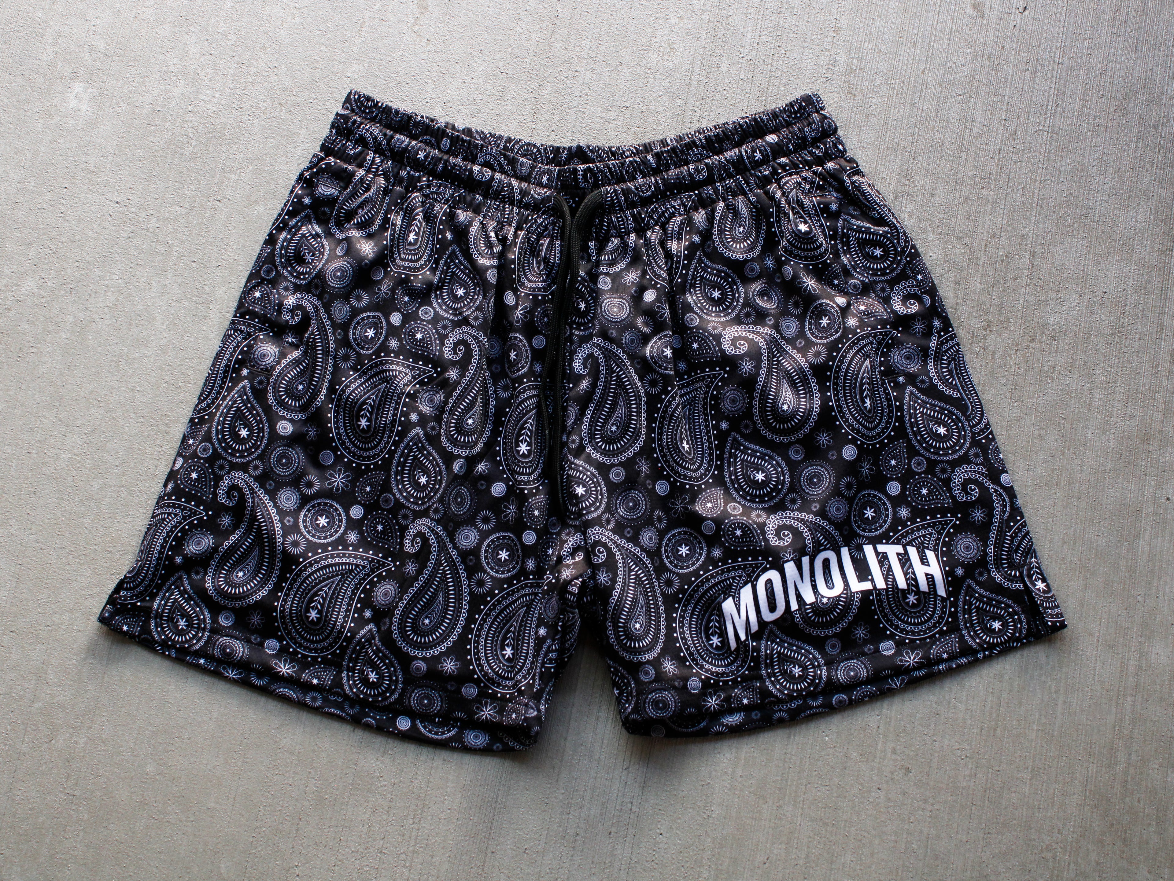 Obsidian Paisley Dual-Layer Mesh Shorts