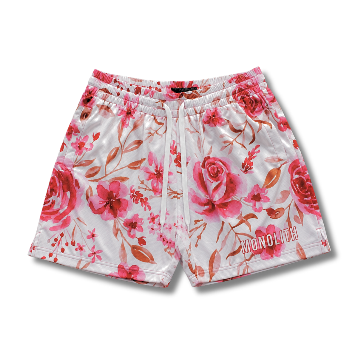 Ivory Bloom Dual-Layer Mesh Shorts