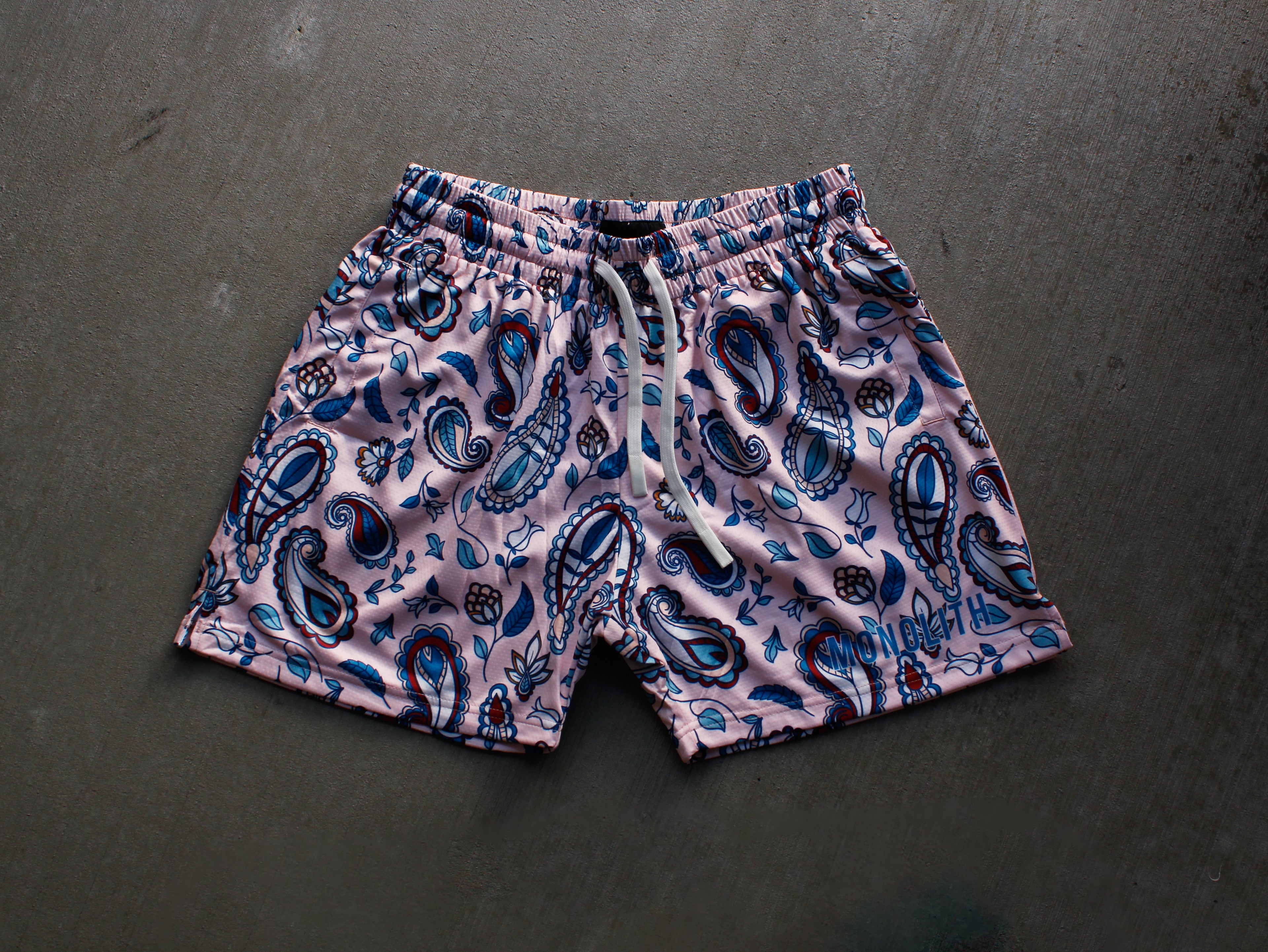 Blush Paisley Dual-Layer Mesh Shorts