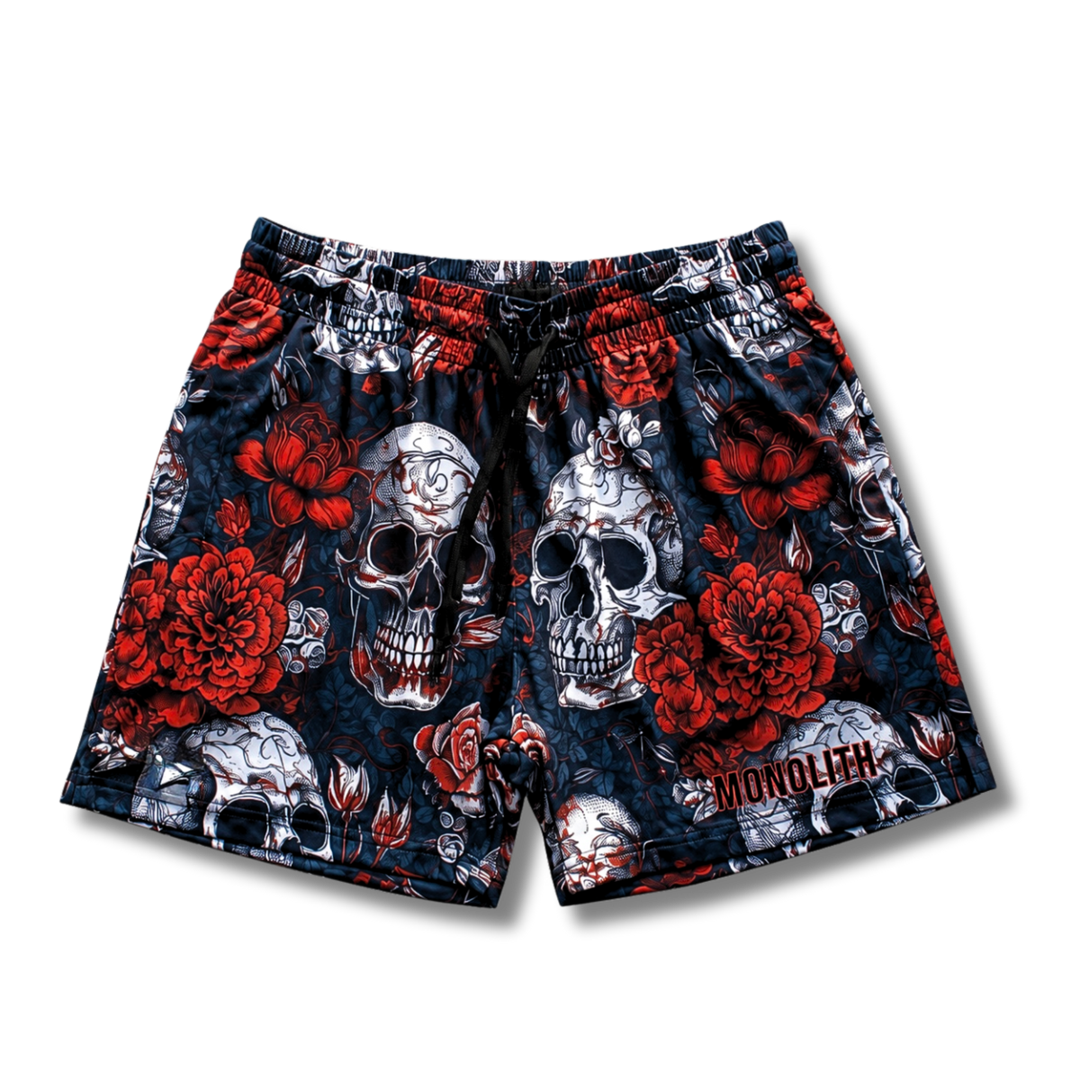 Skull Bloom Dual-Layer Mesh Shorts