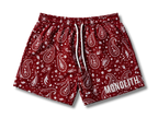Crimson Paisley Dual-Layer Mesh Shorts