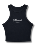Women’s Script Ribbed Racerback Crop Tank