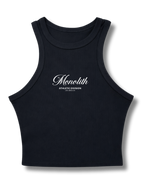 Women’s Script Ribbed Racerback Crop Tank