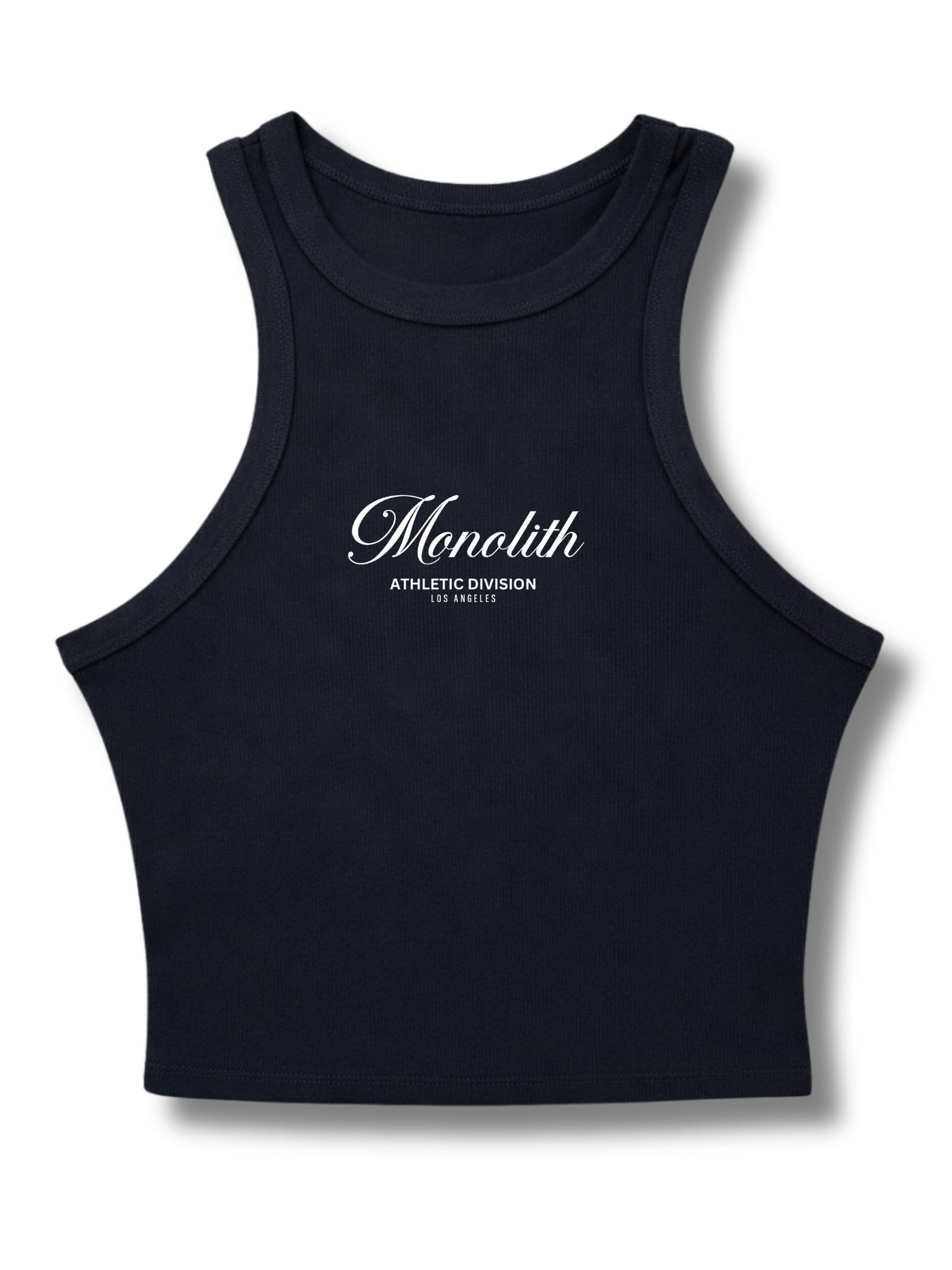 Women’s Script Ribbed Racerback Crop Tank