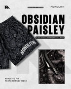 Obsidian Paisley Dual-Layer Mesh Shorts