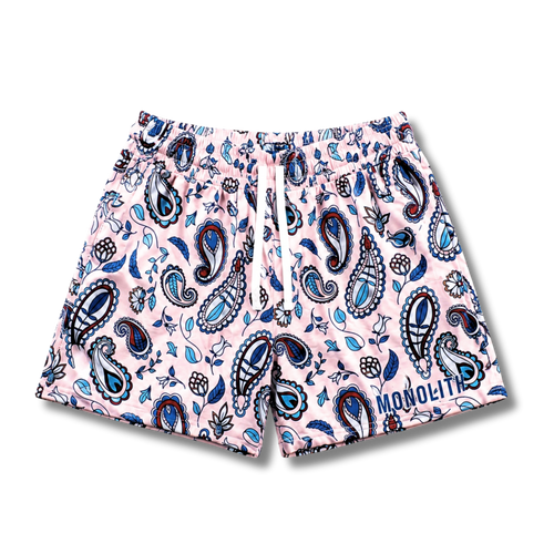 Blush Paisley Dual-Layer Mesh Shorts