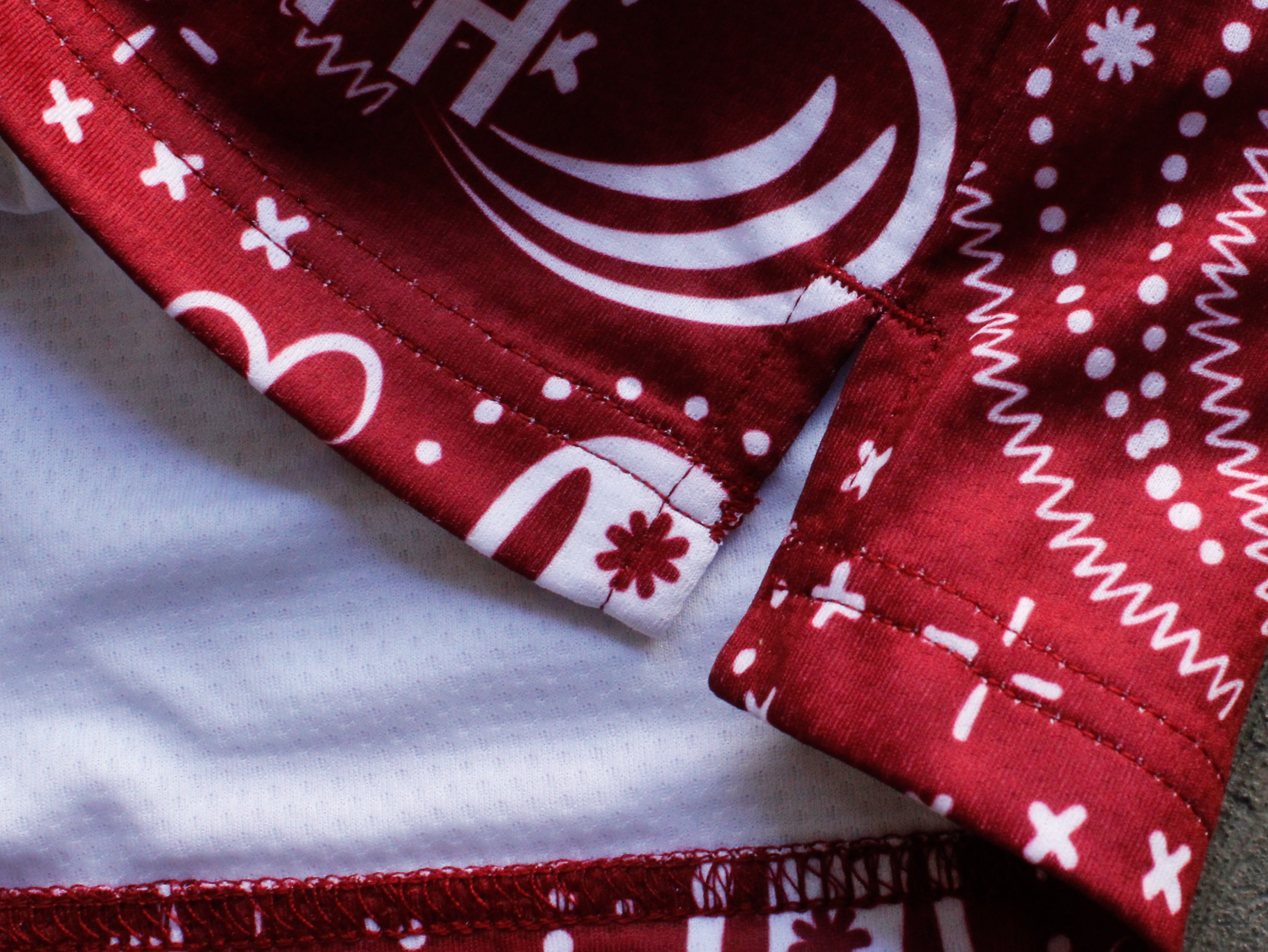 Crimson Paisley Dual-Layer Mesh Shorts