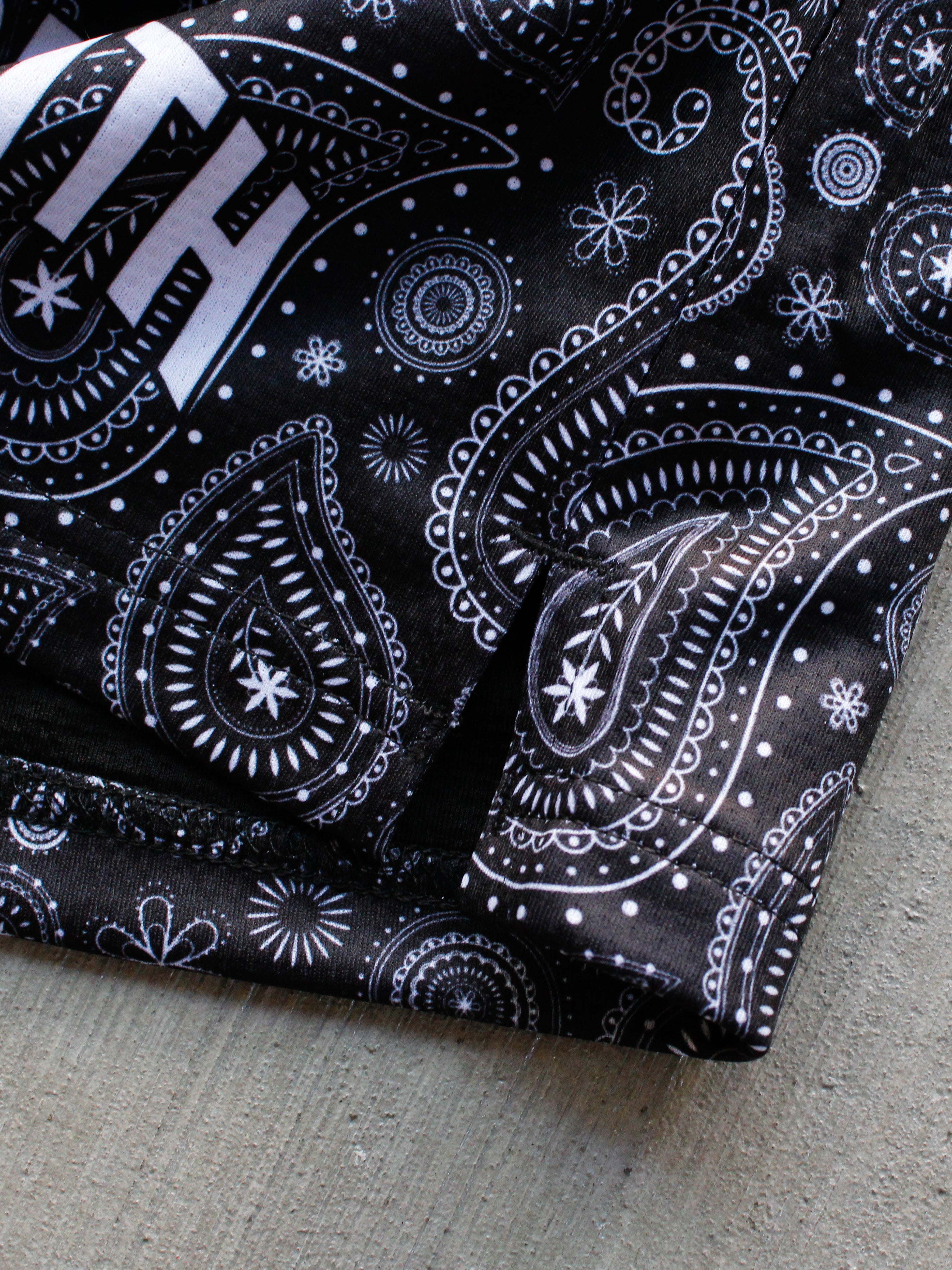 Obsidian Paisley Dual-Layer Mesh Shorts