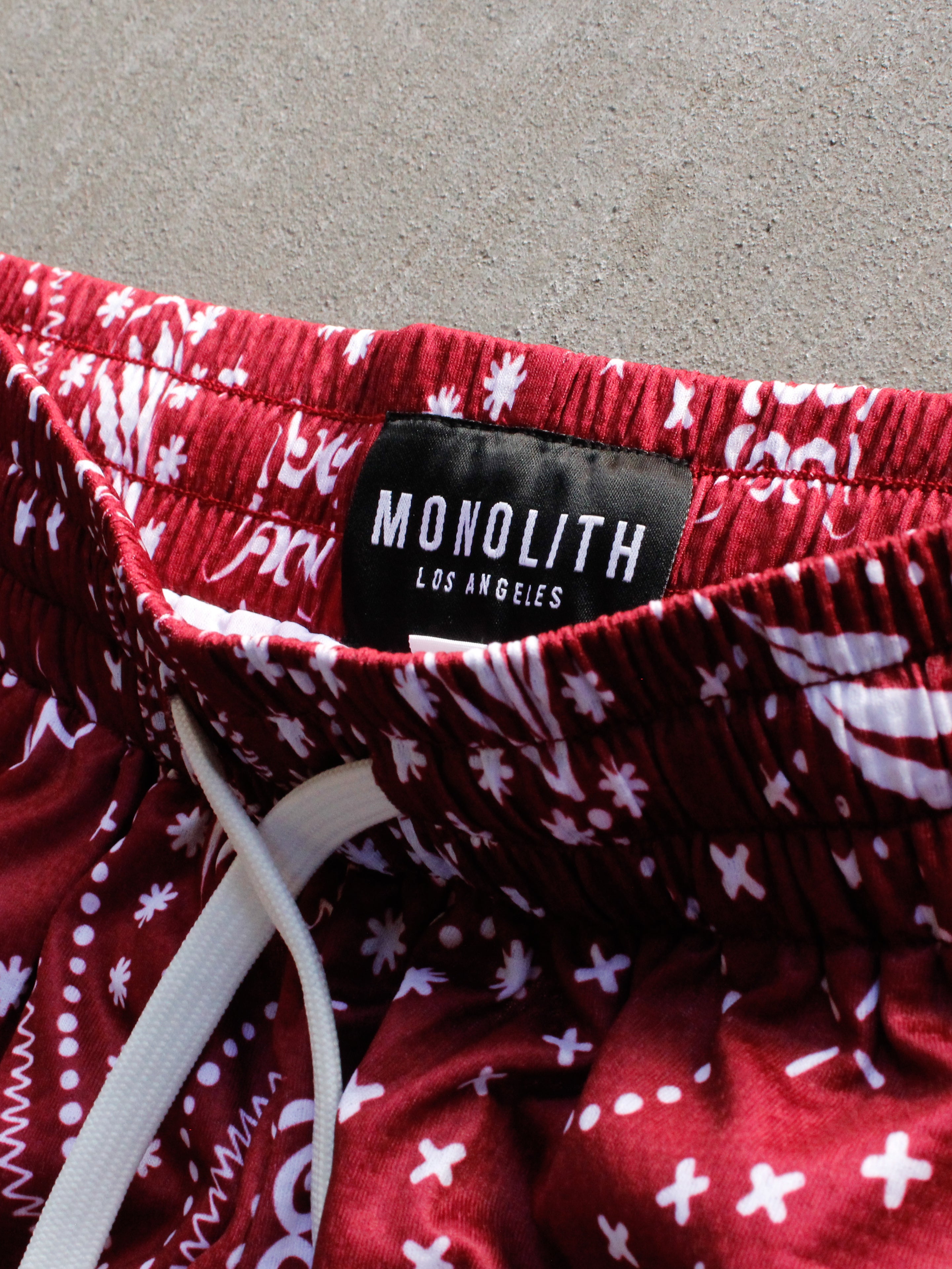 Crimson Paisley Dual-Layer Mesh Shorts
