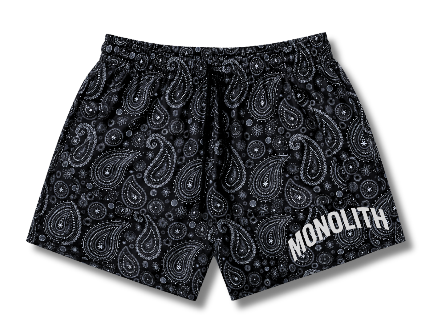 Obsidian Paisley Dual-Layer Mesh Shorts