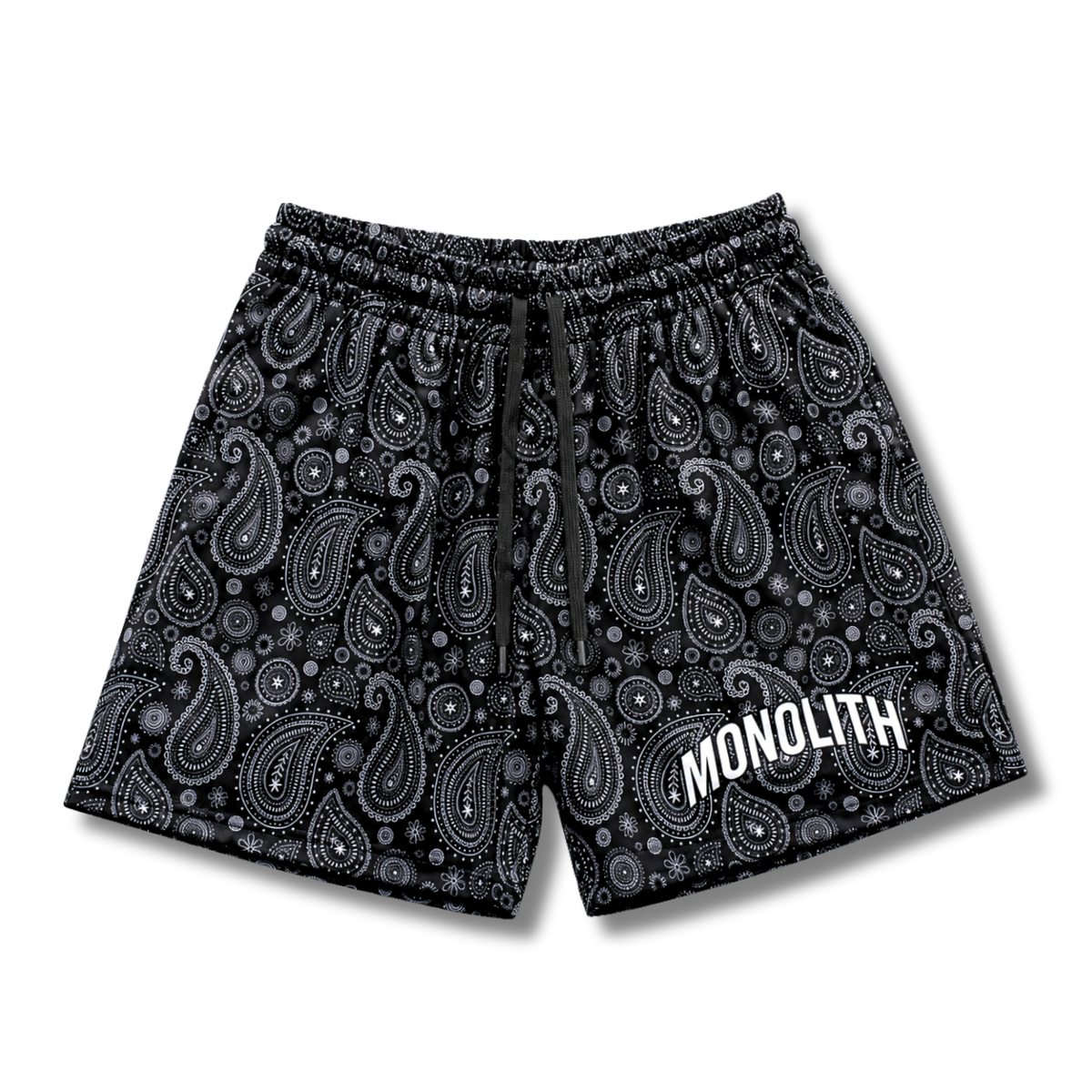 Obsidian Paisley Dual-Layer Mesh Shorts