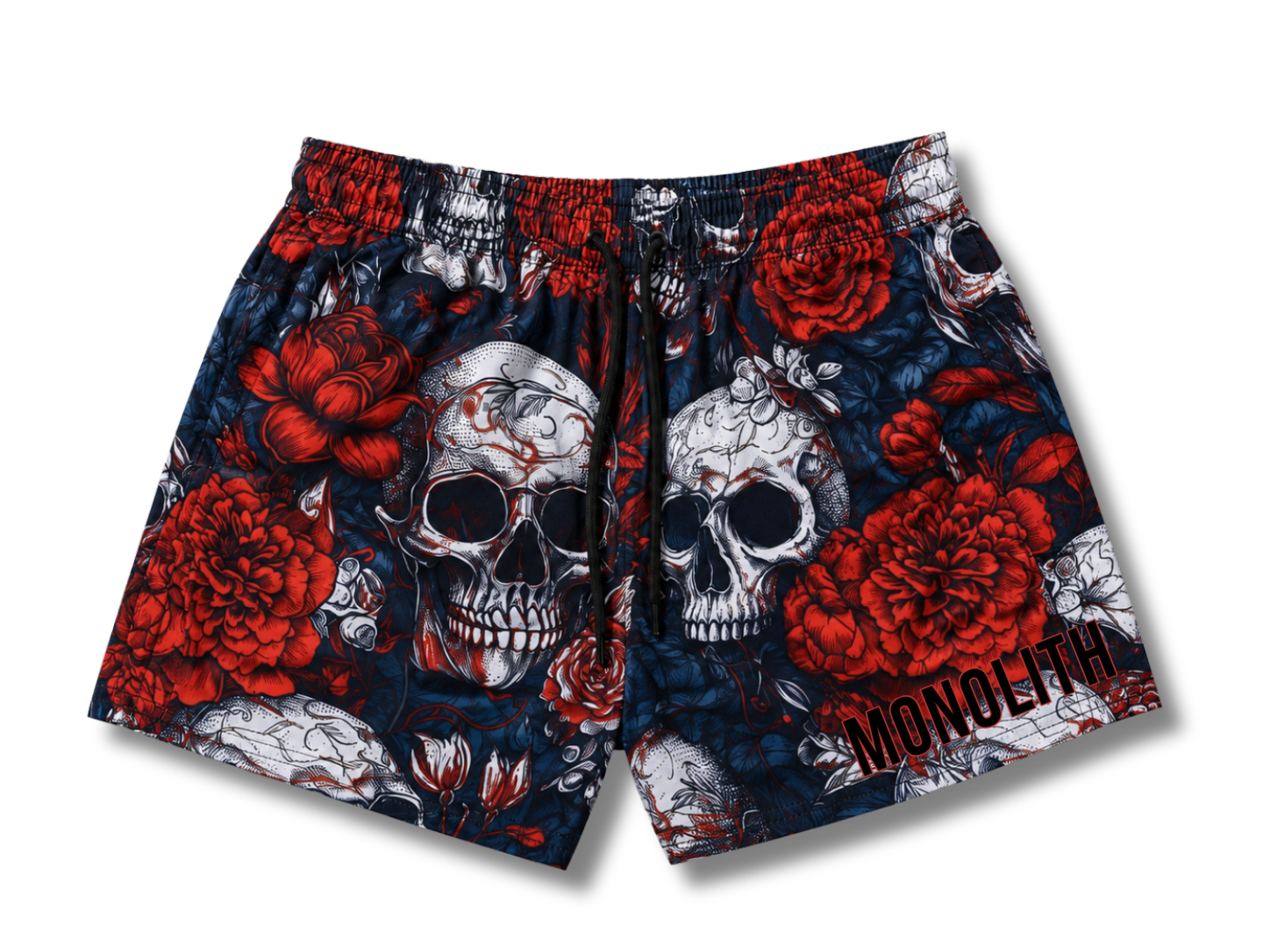 Skull Bloom Dual-Layer Mesh Shorts