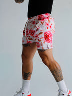 Ivory Bloom Dual-Layer Mesh Shorts