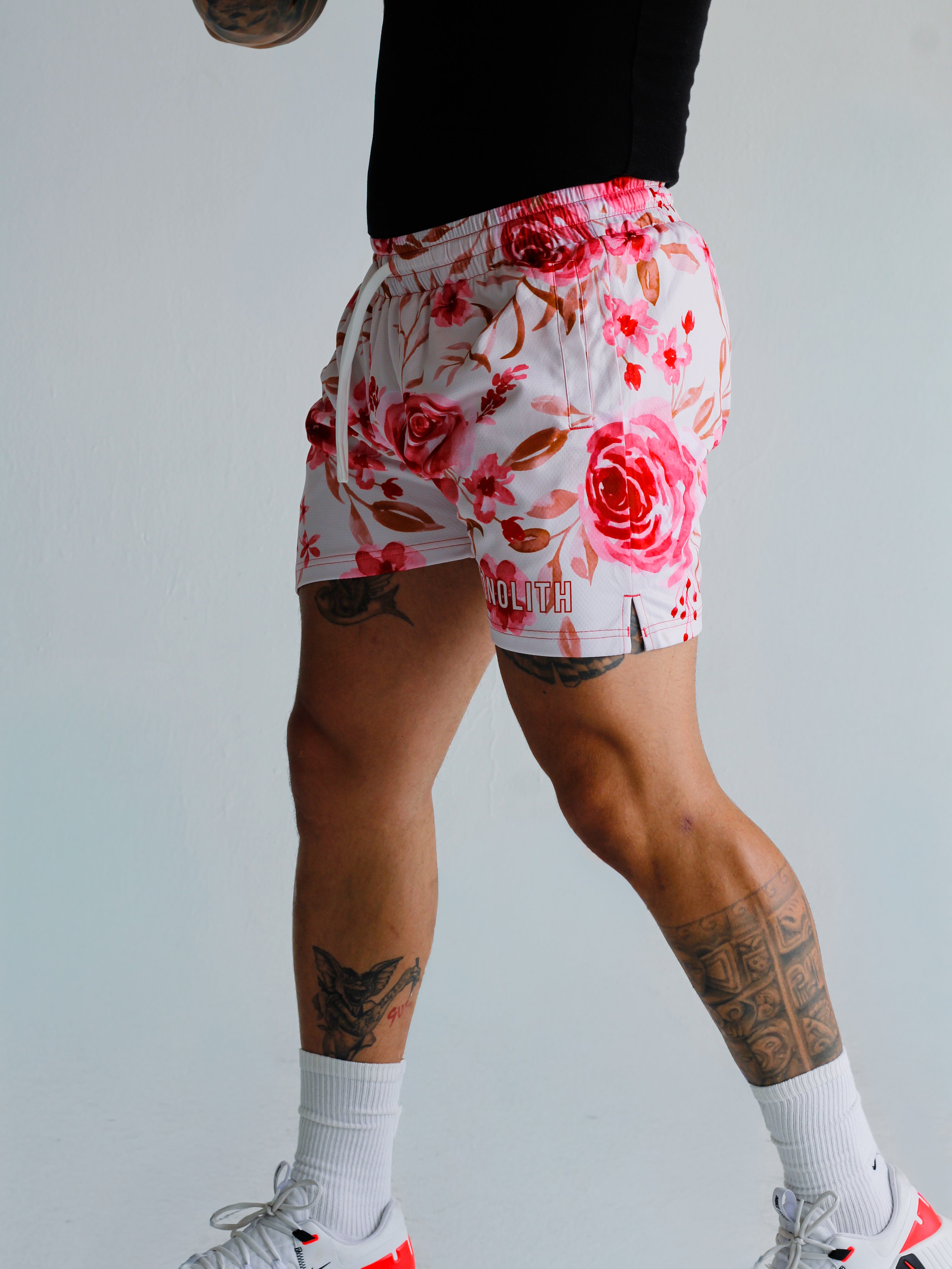 Ivory Bloom Dual-Layer Mesh Shorts