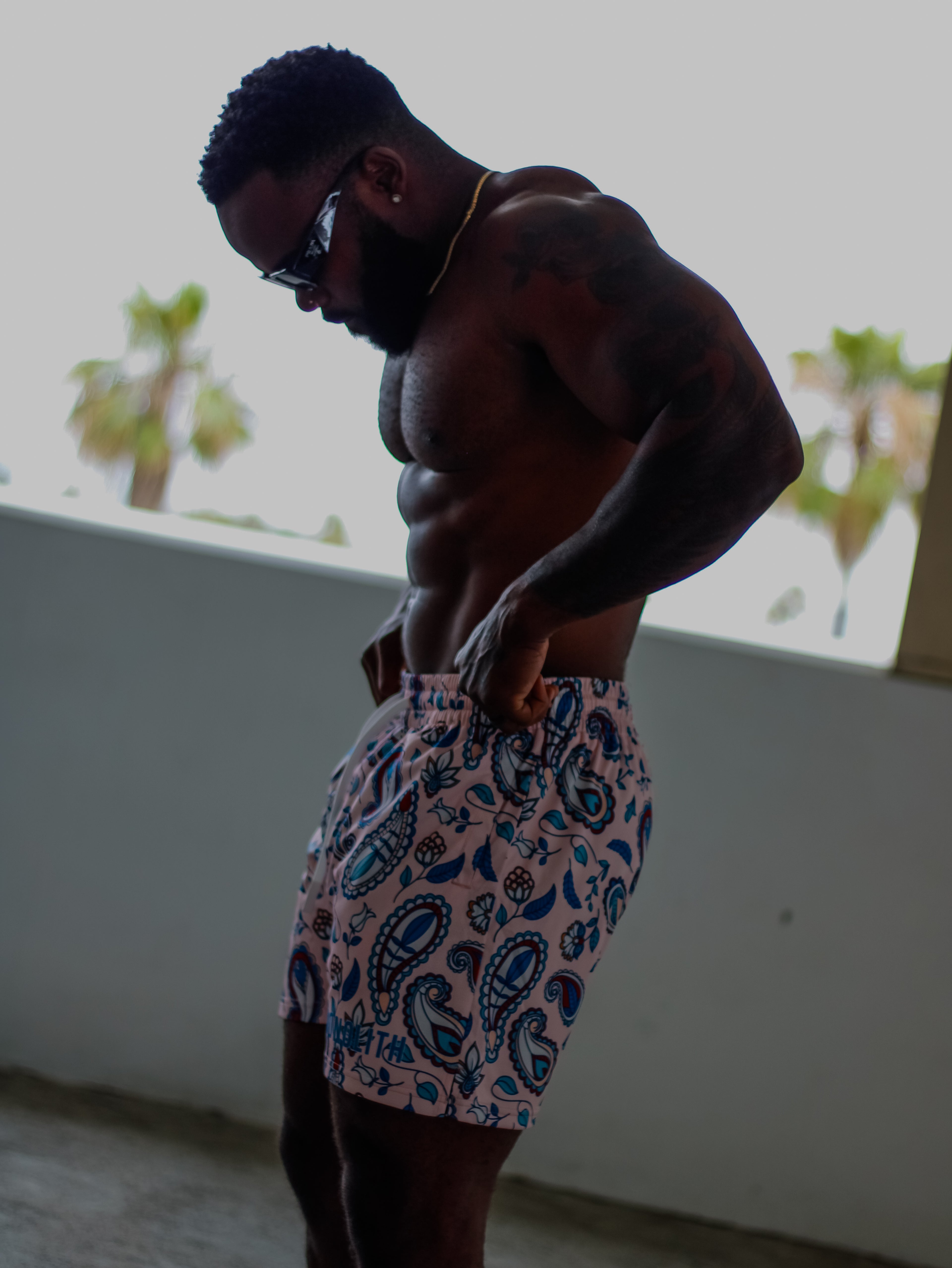 Blush Paisley Dual-Layer Mesh Shorts